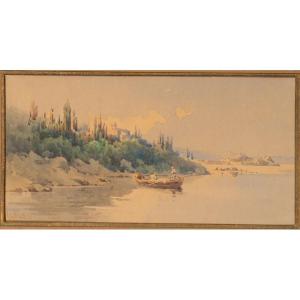 Angelos Giallinas 1857 - 1939 - Fishermen In Corfu