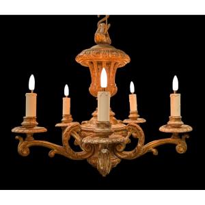 19th Century Gilded Wood Chandelier