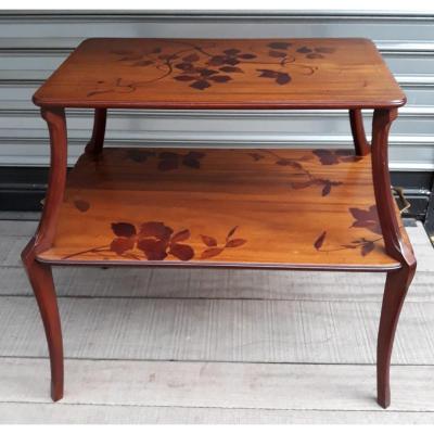 Art Nouveau Tea Table Marquetry Signed Majorelle