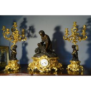 Napoleon III Gilt Bronze Trim Signed Schoenewerk And Marchand A Paris For The Clock