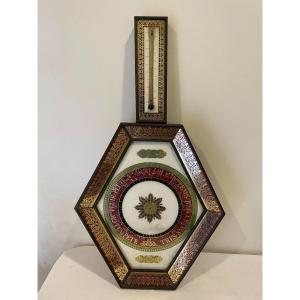 Barometer In Verre églomisé Hexagonal Shape Charles