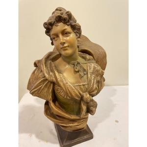 Terracotta Woman Statue Signed Goldscheider  