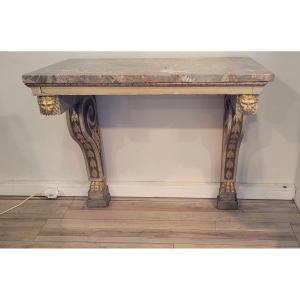 Console In Painted And Gilded Wood Italy Late 18th Century 