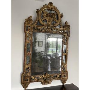 Gilded Wooden Mirror With Glazing Bead, 18th Century Provençal