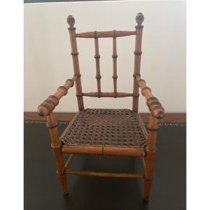 Bamboo Doll Chair With Caned Seat