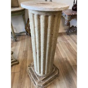 Sandstone Column With Small Antique Marble From The 1900s