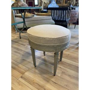 Painted Stool Covered In Linen, Late 18th Century