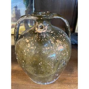 Pottery Walnut Oil Jar Central France