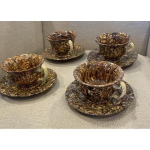 Four Mixed Earthenware Cups From Apt, 1900s