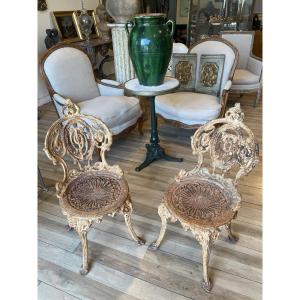 Pair Of Cast Iron Chairs From The Napoleon III Period 