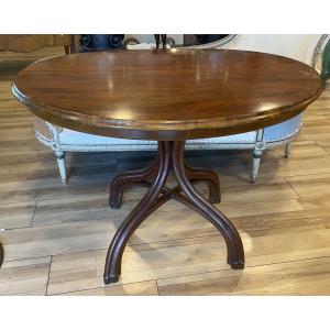 Curved Wooden Pedestal Table Attributed To Thonet