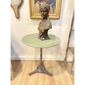19th Century Cast Iron And Sheet Metal Garden Pedestal Table