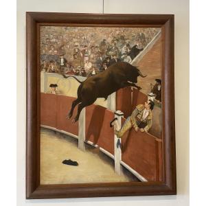    Oil On Canvas, Bullfighting Scene, 1892, Signed J. Vidal