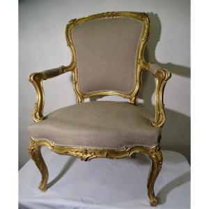 Large Armchair In Golden Wood Napoleon III Period XIX