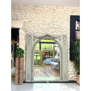 Important Old Woodwork 176.5cm/158cm 19th Century Fireplace Mirror With Pitted Glass,