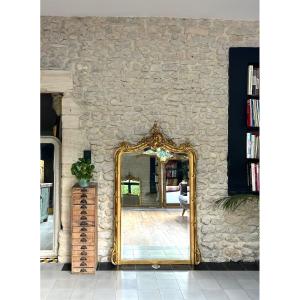 Antique Louis XV Gold Leaf Gilded Mirror 164.5cm/103.5cm