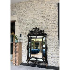Antique Mirror With Glazing Beads, Napoleon III Period, 152cm/90cm, Beveled Glass