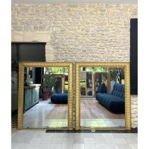 Pair Of Gold Leaf Gilded Mirrors, Directoire Period, Mercury Glass 152cm/125cm