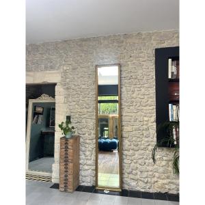 Antique Mirror 228cm/47cm From The Early 20th Century, Bevelled And Pitted Glass, Parquet Flooring.