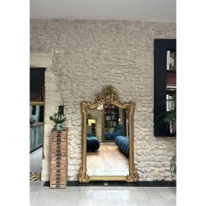 Antique Mirror 169/105cm With Pediments And Gilded Beading, Mantelpiece