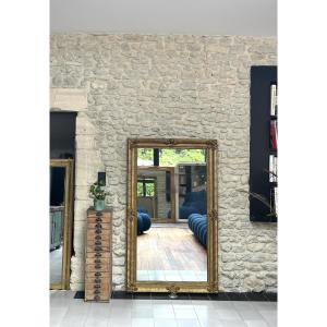 Antique Mirror, 168.5/100cm, Gilded With Gold Leaf, Mercury Glass, Fireplace Mantel