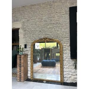 Antique Mirror, 152.5/117cm, With A Pediment And Gilded Beading, Mantelpiece