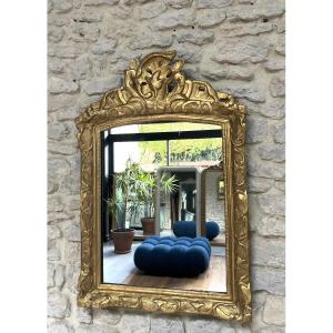Antique Mirror, 89/60.5cm, 19th Century, Regency Style, Gilded With Gold Leaf, Mercury Glass