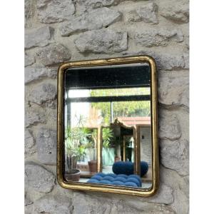 Antique Louis-philippe Mirror, 32/25cm, Gilded With Gold Leaf, Late 19th/early 20th Century, Frame