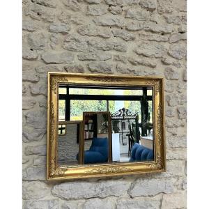 Antique Mirror, 61.5/51cm, Gilded With Gold Leaf And Decorated With Palmettes, Mercury Glass, Empire Style 