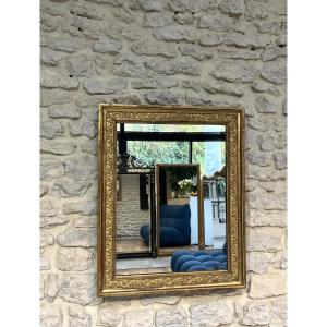 Antique Mirror, 69/56cm, Restoration Period, Gilded With Gold Leaf, Mantelpiece 