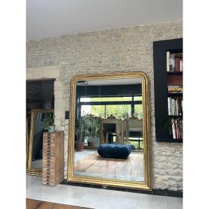 Large Louis-philippe Mirror, 200/150cm, 19th Century, Mercury Glass, Fireplace Mantelpiece 