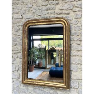 Antique Louis-philippe Mirror, 88/64cm, Gilded With Gold Leaf, Mercury Glass, Trumeau Style 