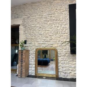 Antique Mantelpiece Mirror 96.5/79cm Louis-philippe Gilded With Gold Leaf, Mantelpiece Overmantel.