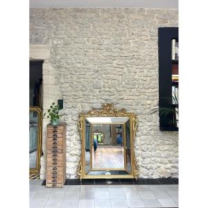 Antique Glazed Mirror 123/100cm With Gold-leaf Gilded Pediments, Eagles' Heads, Antiquity