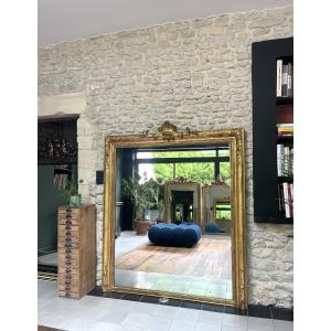 Antique Mantel Mirror 178.5/151cm With Gold Leaf Pediment, Mercury Glass, Trumeau