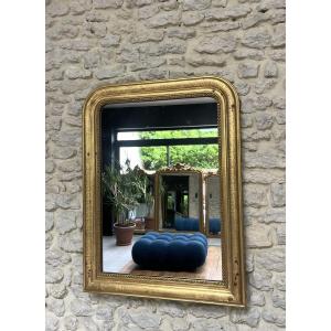 Antique Louis-philippe Beaded Mirror 99.5/75.5cm Sublime Gold Leaf Geometric Decorations