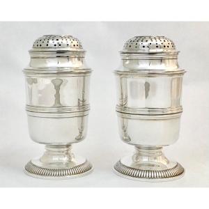 Pair Of Sugar Casters , Sterling Silver, Altenloh, Brussels, 1900-1920