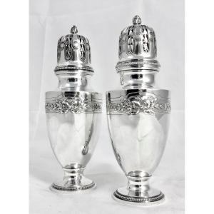 Pair Of Sugar Casters , Sterling Silver, Paris Circa 1880-1910