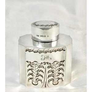 Tea Caddy , Sterling Silver, 1893 Sheffield, Atkin Brothers 
