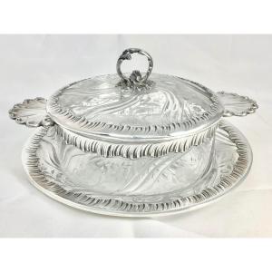 Tall Terrine In Crystal And Silver, France Circa 1880-1900, Louis XV Style