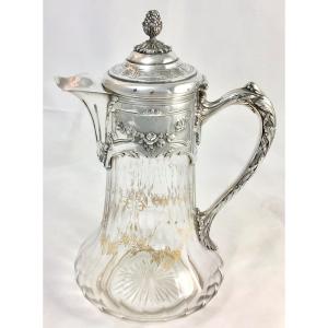 Crystal And Sterling Silver Jug Or Decanter , Louis XVI Style, Le Verrier Paris 1903-1911