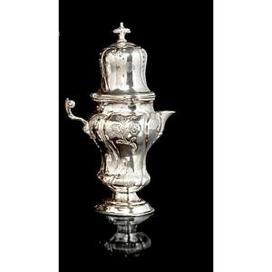 Augsburg 1753, Louis XV Mustard Pot, Rococo, Elias II Jäger, Sterling Silver, Senfkännchen