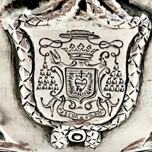 Paris 1780, Cruet With The Coat Of Arms Of The Bishop Of Arras, Mgr. Lequette, Solid Silver