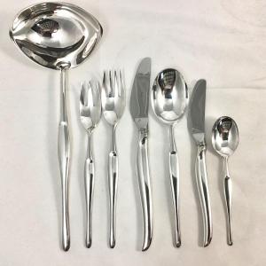 Cutlery Set “duo”, 1957,by Tapio Wirkala For Christofle, 85 Pieces , 12 Place Settings