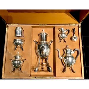 France 1890-1910, Sterling  Silver, Large Tea Service In It’s Oak Chest 