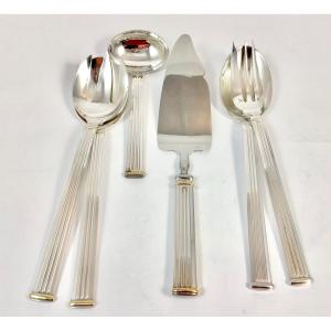 Triade Gold, Christofle, 6 Serving Cutlery, Aria Gold Rings