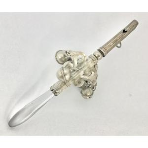 City Of Agen 1770, Silver And Rock Crystal Rattle
