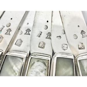 Ath 1767, Six Silver And Mother-of-pearl Dessert Knives, Philippront Jean Louis