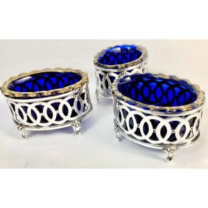 Ghent 1767-1798, Three Salt Cellars With Their Original Interiors, Petrus Josephus Dupret