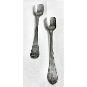 Liège 1767, Solid Silver, Pair Of Salt Scoops 